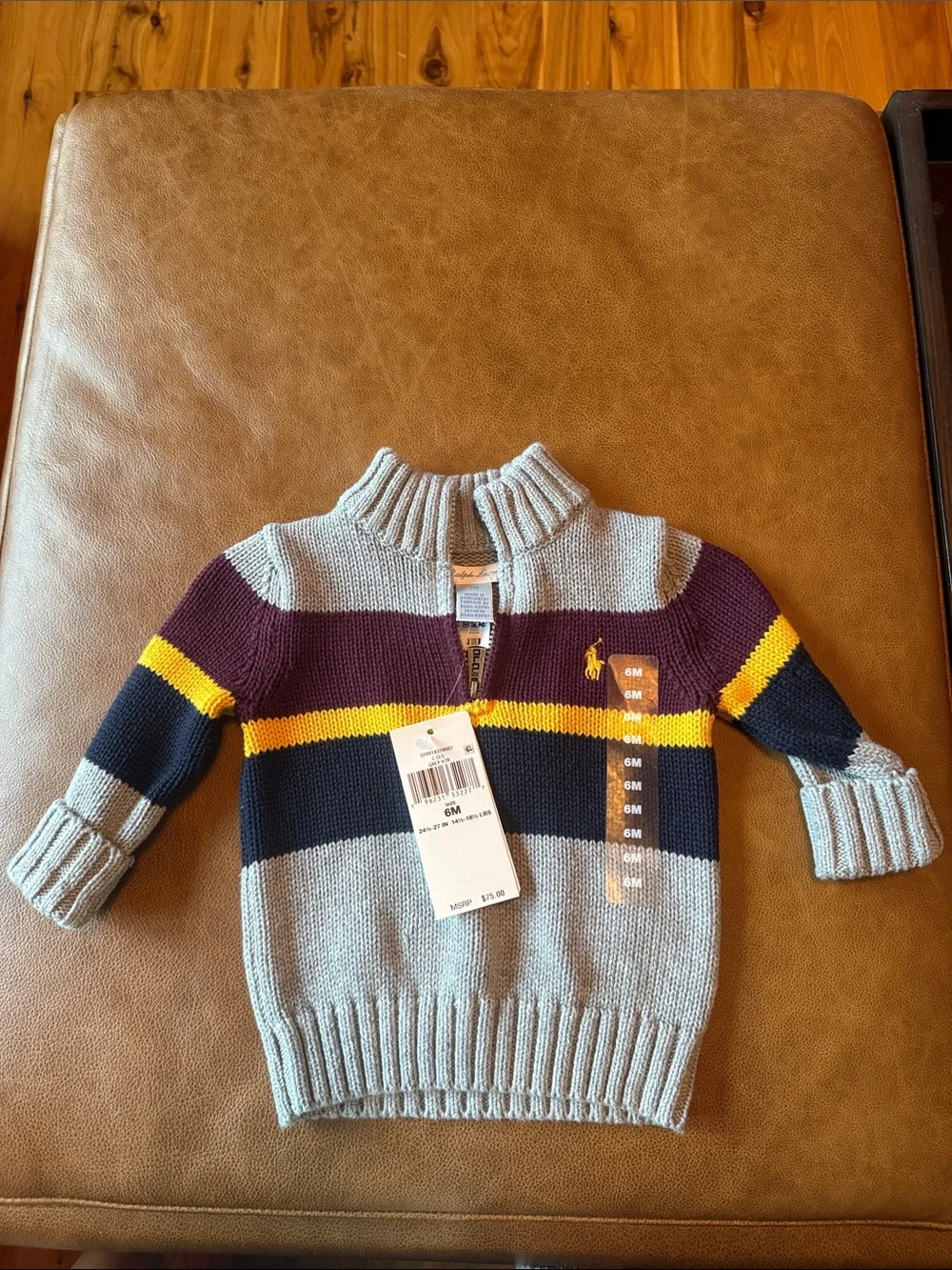 NEW🐴 Polo Ralph Lauren Boys Striped Interlock Pullover $75